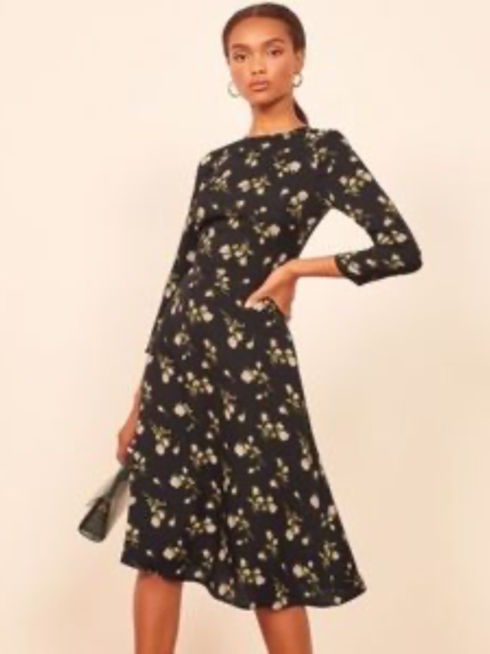 Reformation Moon Dress black floral cocktail size 12 NWT